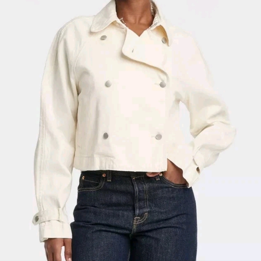 Universal Thread Off-White Double-Breasted Pea Co… - image 3